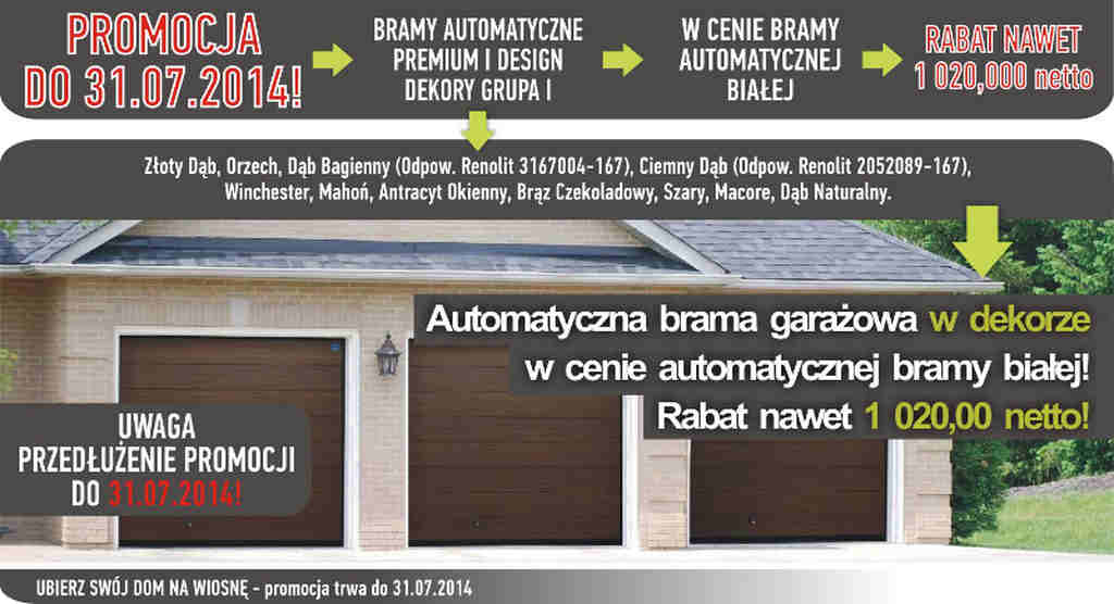 Promocja - Automatyczna brama garażowa z rabatem nawet 1 020,00 netto!