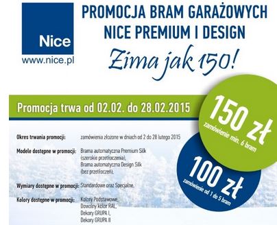 Promocja brama garażowych Nice – ZIMA JAK 150!